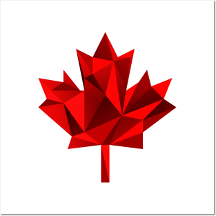 Low Poly Maple Leaf - Canada Flag Posters and Art